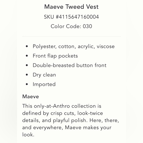 NWT Maeve Tweed Vest - Picture 7 of 8